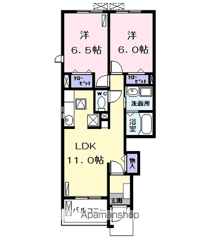 ジュエルガーデンⅡ(2LDK/1階)の間取り写真