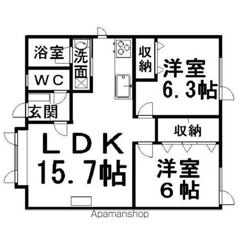 コスモシティⅡ(2LDK/1階)の間取り写真