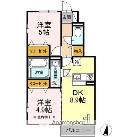 チェリーベルテ(2DK/1階)の間取り写真