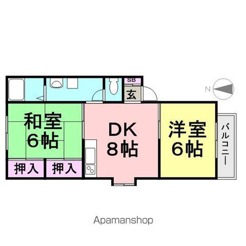 パ-クヴィラ南塚口B(2DK/1階)の間取り写真