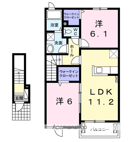 ミッド ヴィラⅡ(2LDK/2階)の間取り写真