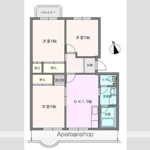 シャトーブラン村田1(3DK/5階)の間取り写真