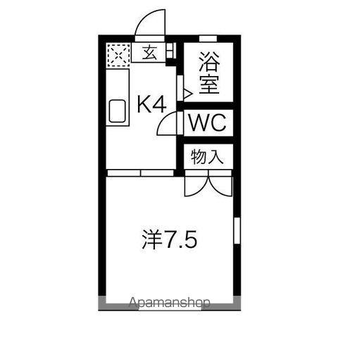プレイス北山(1K/2階)の間取り写真