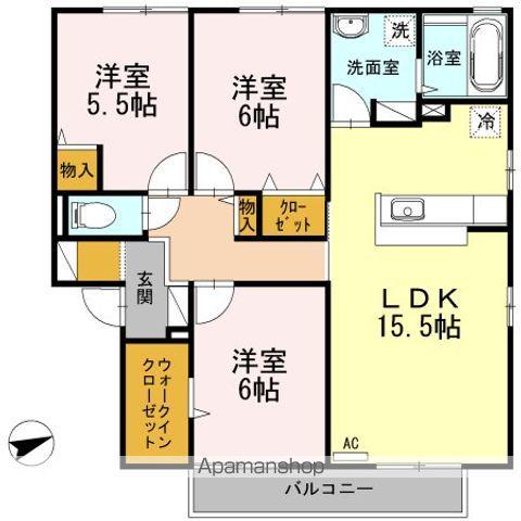 モアレフィナード B棟(3LDK/2階)の間取り写真