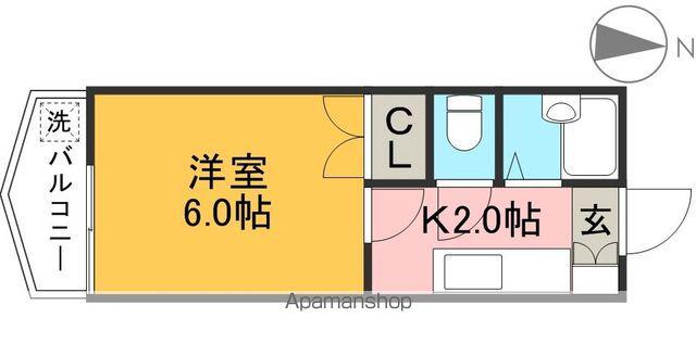 スカイプラザ新田(1K/6階)の間取り写真