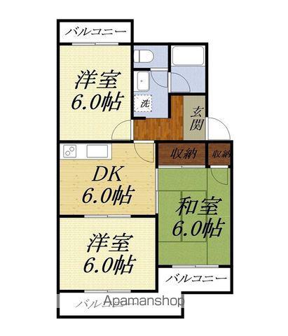 YUYUハイツII(3DK/1階)の間取り写真