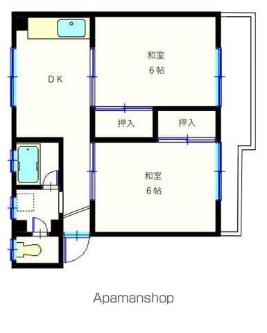 馬橋ハイホーム(2DK/4階)の間取り写真