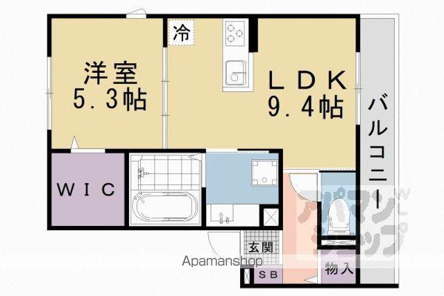 厨子奥若林町マンション(1LDK/2階)の間取り写真