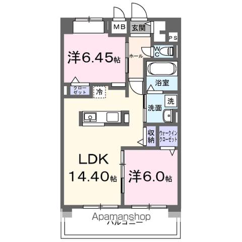 メルベージュ久留米(2LDK/2階)の間取り写真