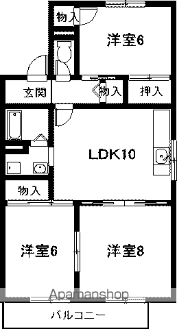 クレール池花(3LDK/2階)の間取り写真