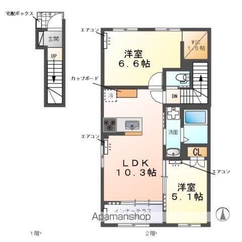 ウエストビレッヂⅠ(2LDK/2階)の間取り写真