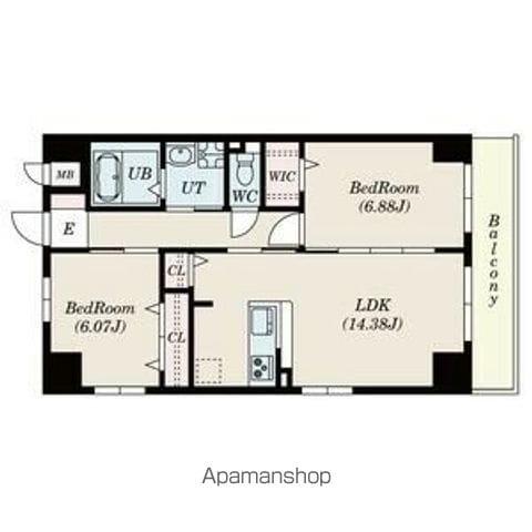 GRAN DUKE高辻(2LDK/2階)の間取り写真