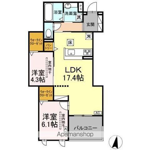 カサブランカ(2LDK/1階)の間取り写真