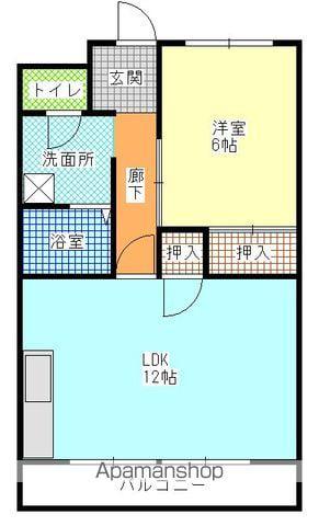 石嶋ハイツ(1LDK/3階)の間取り写真