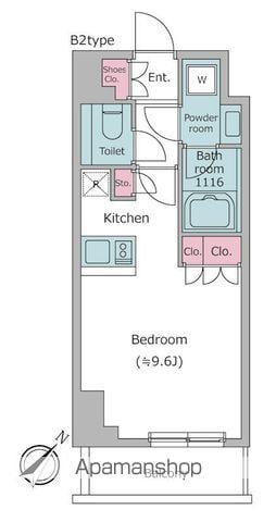 レジディア都立大(ワンルーム/1階)の間取り写真