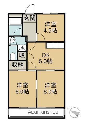 シャトー雅(3DK/2階)の間取り写真