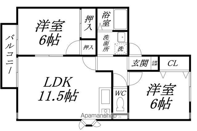 セジュール(2LDK/1階)の間取り写真