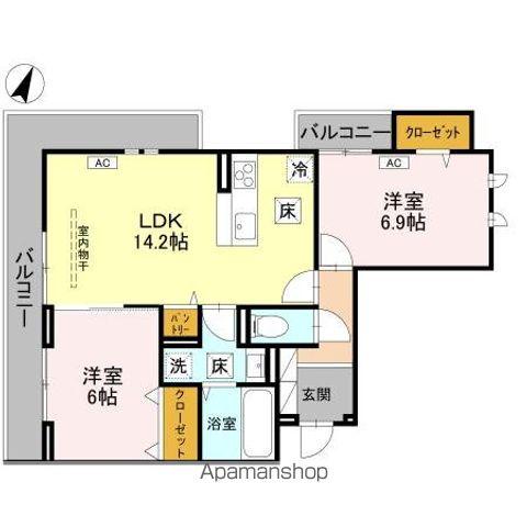 センカIII(2LDK/1階)の間取り写真