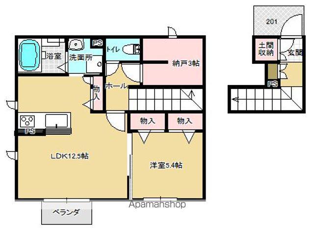 フィオーレ本町(1SLDK/2階)の間取り写真