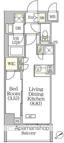 ORSUS清澄白河リバーフロント(1LDK/7階)の間取り写真