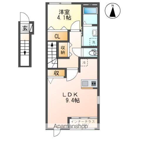 プレンティフル芳賀Ⅱ(1LDK/2階)の間取り写真