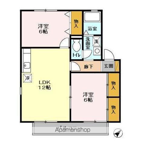 ロイヤルスクエアB(2LDK/1階)の間取り写真