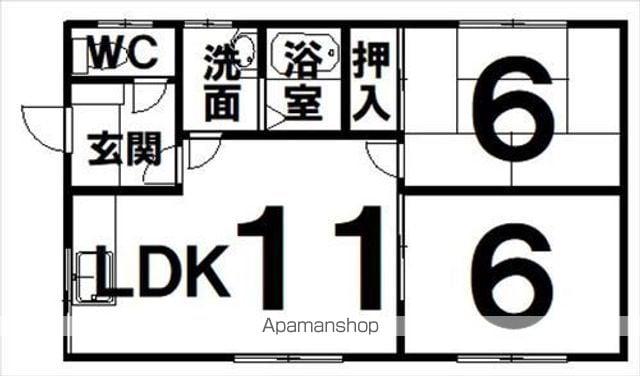 根室本線 柏林台駅 バス乗車時間:26分 啓新バス停で下車 徒歩2分 1階建 築50年(2LDK)の間取り写真