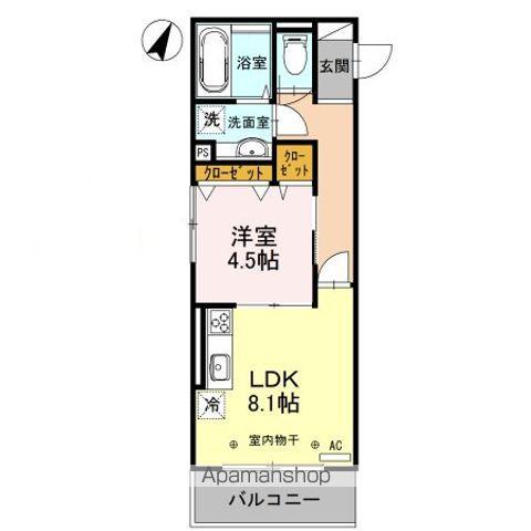 フラッシングメドウ狭山(1LDK/2階)の間取り写真