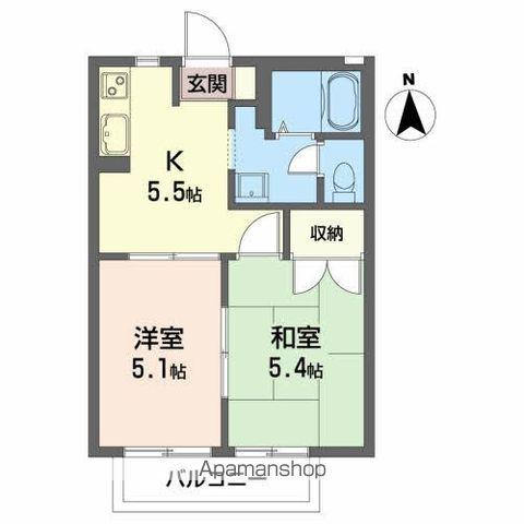 グランドールコート二番館(2DK/2階)の間取り写真