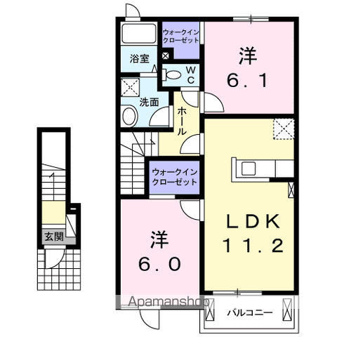 クラールⅠ(2LDK/2階)の間取り写真