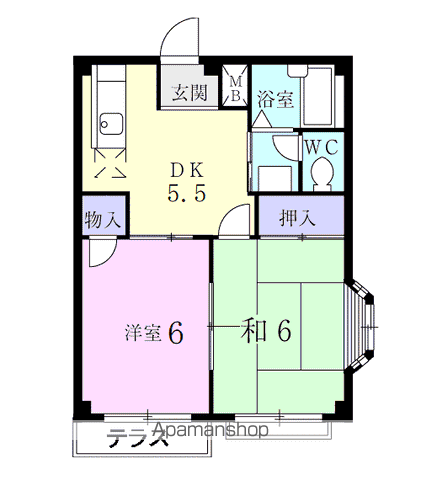 グリーンヒル扶桑Ⅱ(2K/1階)の間取り写真