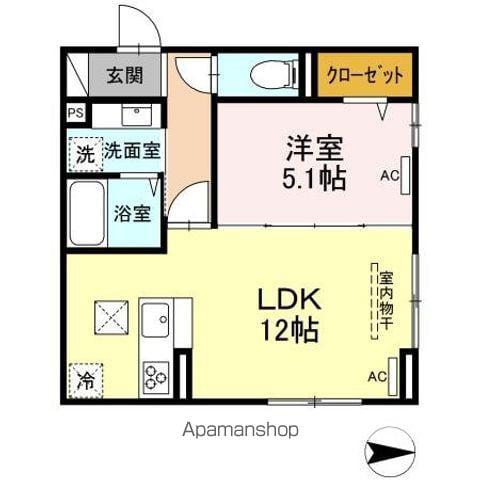 アヴァンス西亀有(1LDK/1階)の間取り写真
