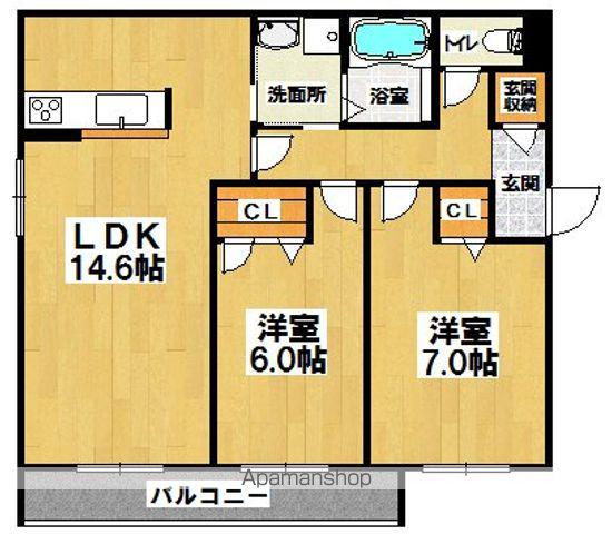 ブルーム コート A棟(2LDK/1階)の間取り写真