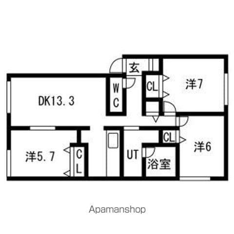 なごみハウス新富Ⅱ(3LDK/2階)の間取り写真