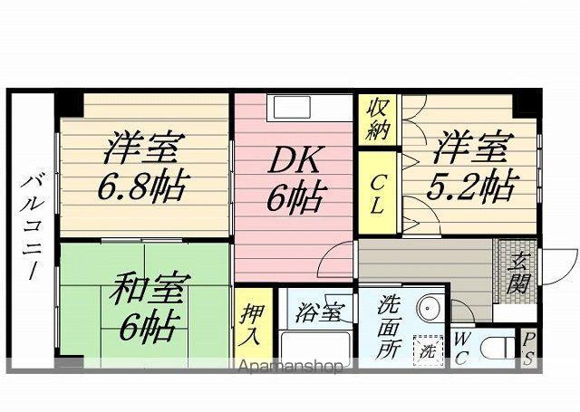 バードウェルマンション(3DK/4階)の間取り写真