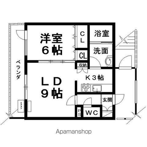 シャイニングラピュタ(1LDK/2階)の間取り写真