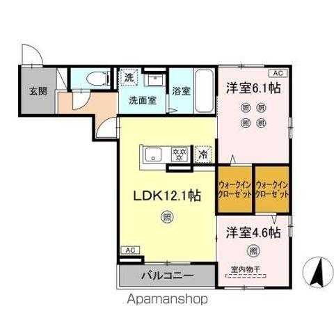 カサグランデ松山(2LDK/1階)の間取り写真
