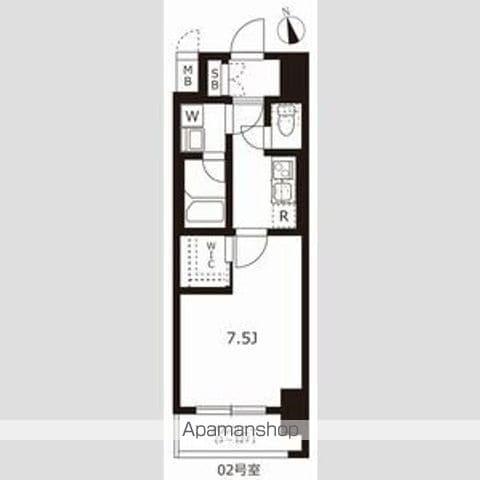 ハーモニーレジデンス名古屋今池(1K/2階)の間取り写真