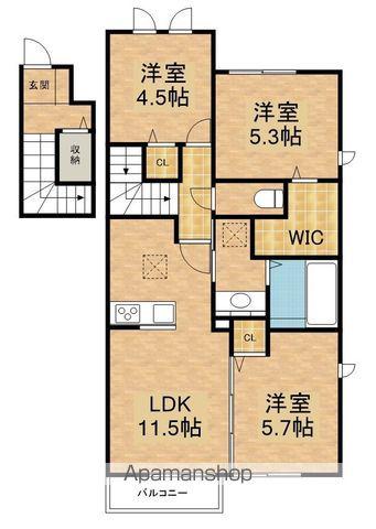 サザンクロスI番館(3LDK/2階)の間取り写真