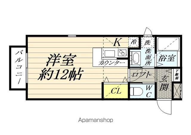 ホットハウス北仙台(ワンルーム/2階)の間取り写真