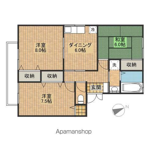 フレマリール花菱B棟(3DK/1階)の間取り写真