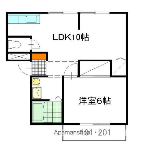 パナハイツ木村 A棟(1LDK/2階)の間取り写真