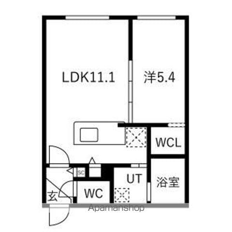 MODA N13(1LDK/4階)の間取り写真