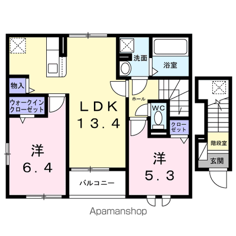 グランドパレスもみの木(2LDK/2階)の間取り写真