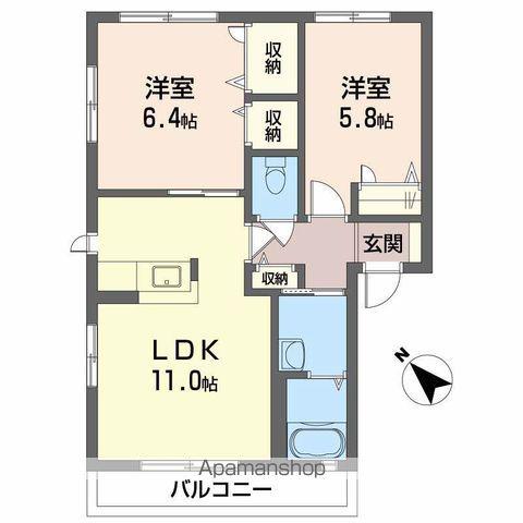シャーメゾンエンギ A棟(2LDK/2階)の間取り写真