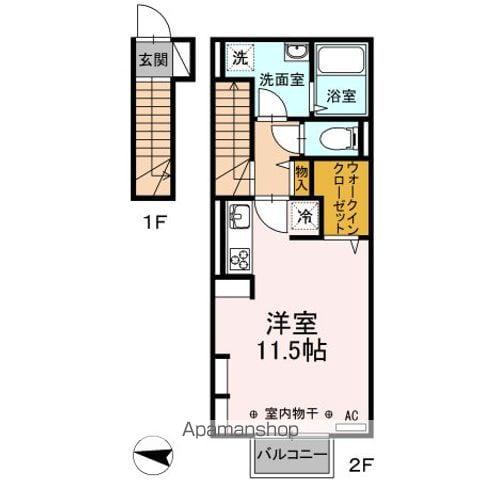 ピュアポエム(ワンルーム/2階)の間取り写真