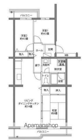 シーブリーズ金沢2号棟(3LDK/3階)の間取り写真