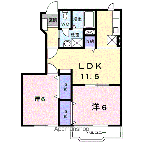 ア・ラ・モード・アラⅡ(2LDK/1階)の間取り写真