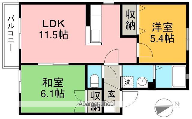 メゾントランキル B棟(2LDK/2階)の間取り写真