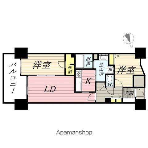 ライオンズ六ツ門サンリヤンタワー(2LDK/18階)の間取り写真